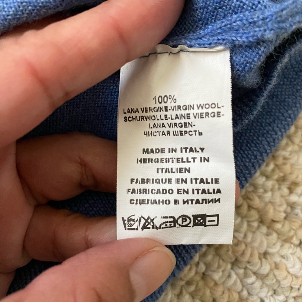 BUTTON DOWN SF | 100% Virgin Wool Light Blue Classic V-Neck Sweater XL - Picture 11 of 14